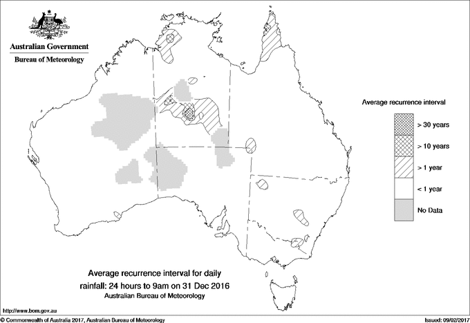 Australian daily rainfall average recurrence interval maps