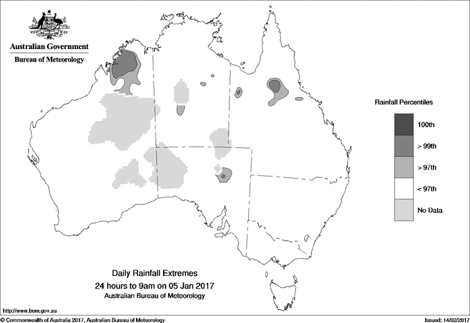 Australian daily rainfall extreme area maps