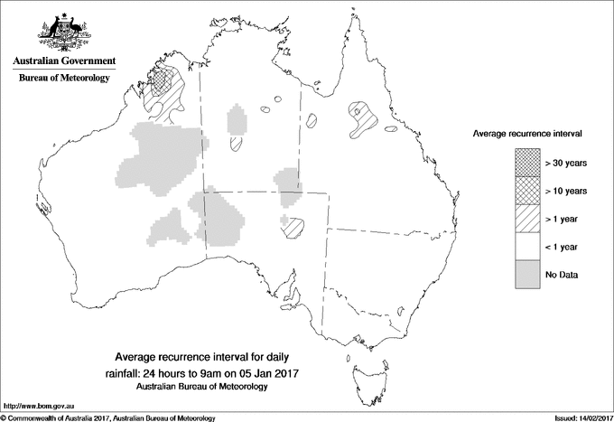 Australian daily rainfall average recurrence interval maps