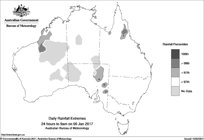 Australian daily rainfall extreme area maps