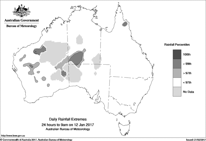Australian daily rainfall extreme area maps