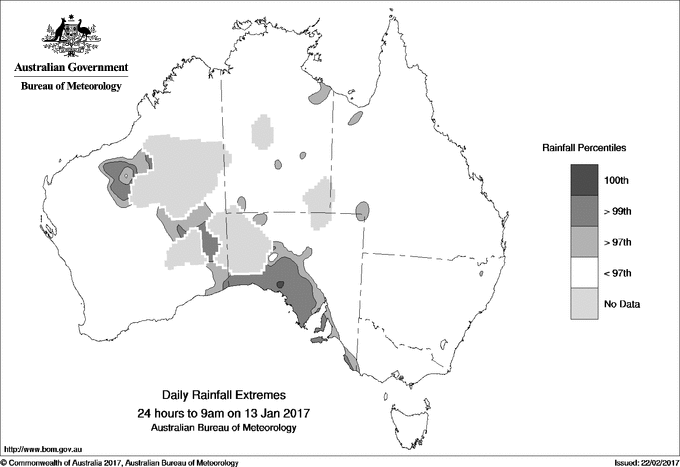 Australian daily rainfall extreme area maps