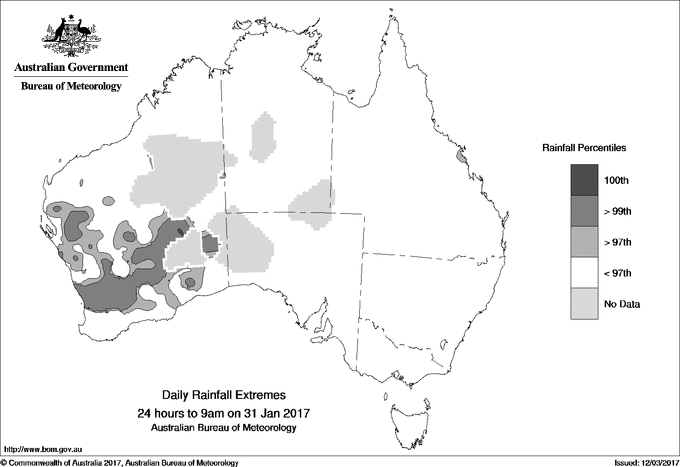 Australian daily rainfall extreme area maps