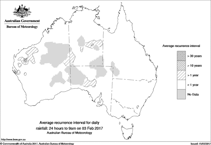 Australian daily rainfall average recurrence interval maps
