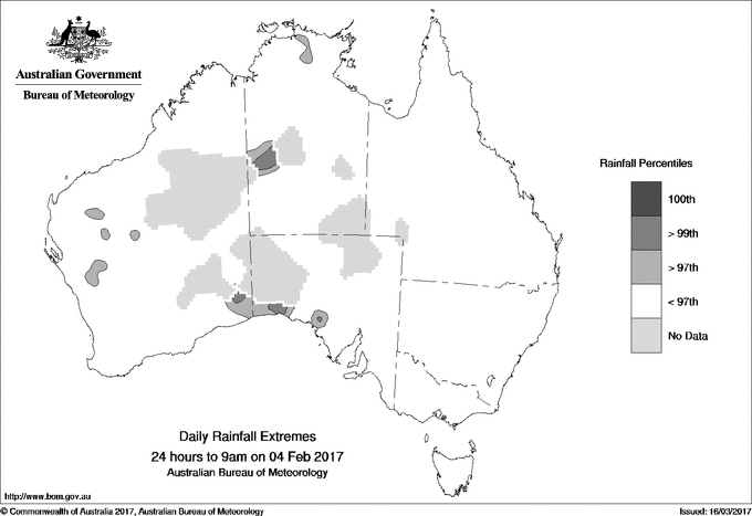 Australian daily rainfall extreme area maps