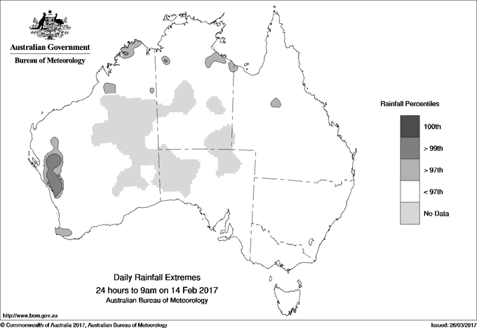 Australian daily rainfall extreme area maps