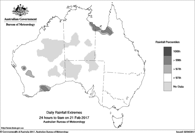 Australian daily rainfall extreme area maps