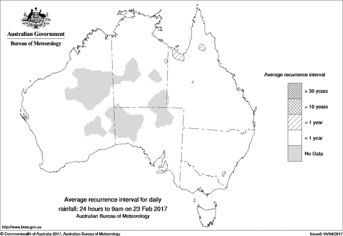 Australian daily rainfall average recurrence interval maps