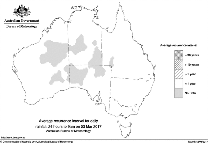 Australian daily rainfall average recurrence interval maps