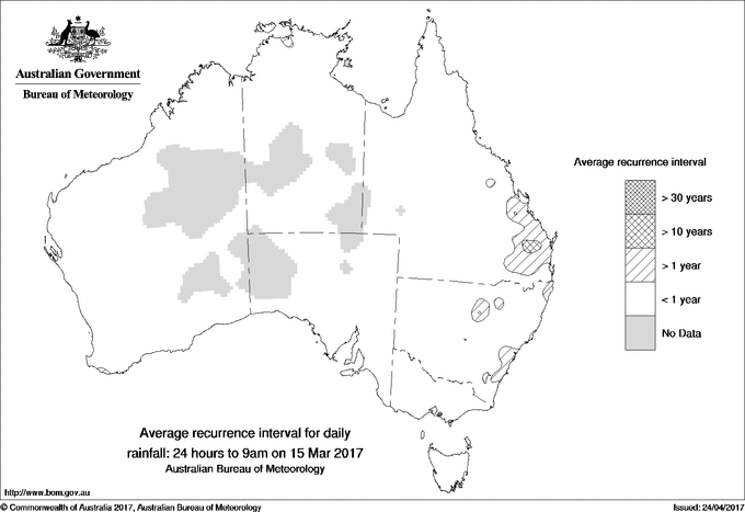 Australian daily rainfall average recurrence interval maps