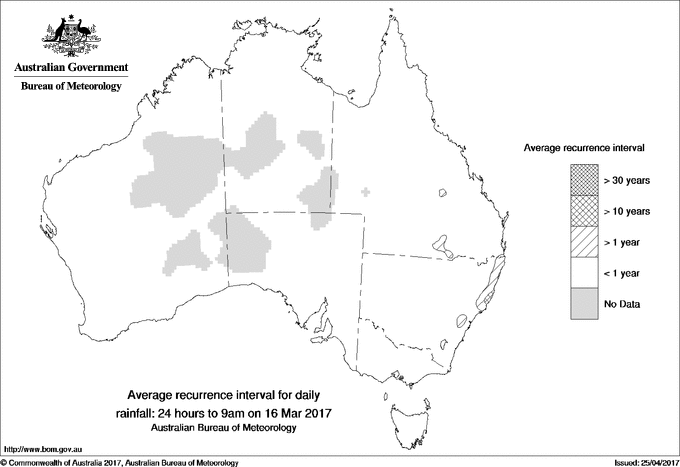 Australian daily rainfall average recurrence interval maps