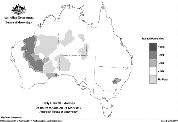 Australian daily rainfall extreme area maps