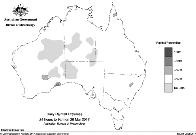 Australian daily rainfall extreme area maps