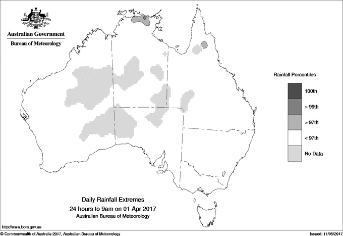 Australian daily rainfall extreme area maps