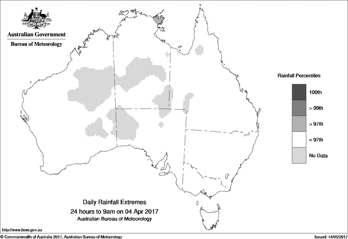 Australian daily rainfall extreme area maps