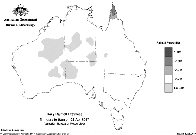 Australian daily rainfall extreme area maps