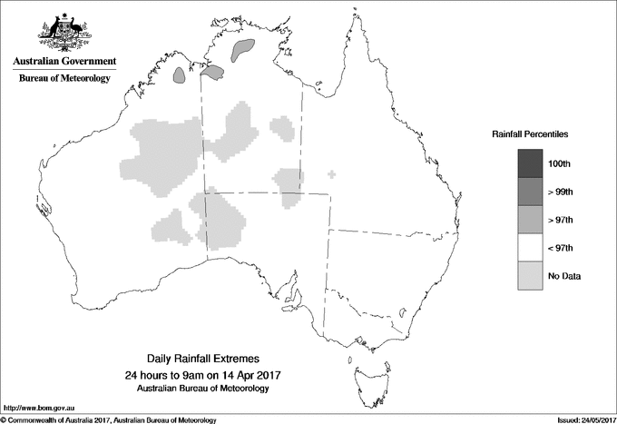 Australian daily rainfall extreme area maps