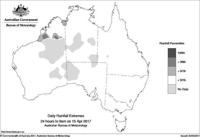 Australian daily rainfall extreme area maps