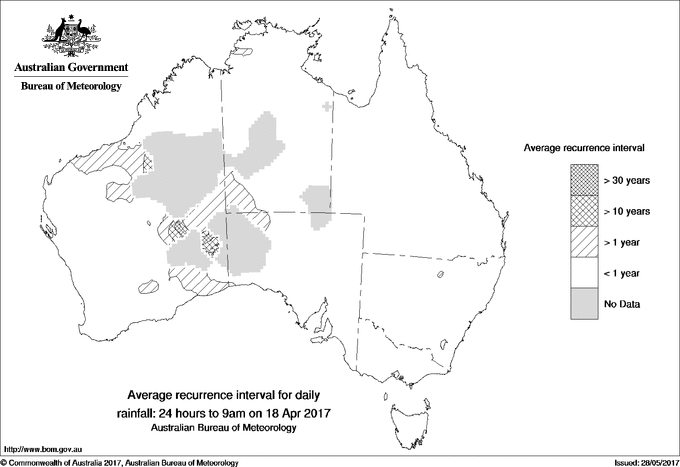 Australian daily rainfall average recurrence interval maps