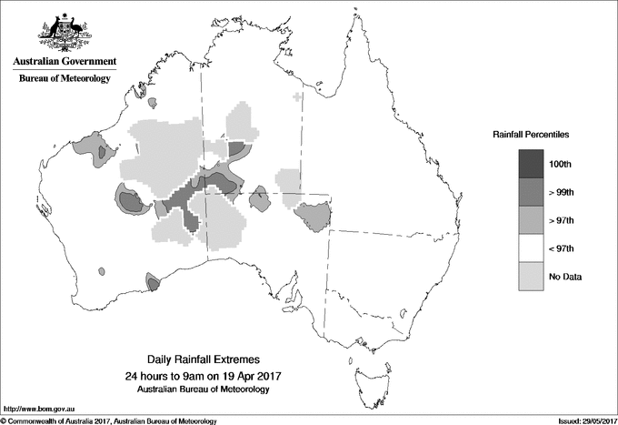 Australian daily rainfall extreme area maps