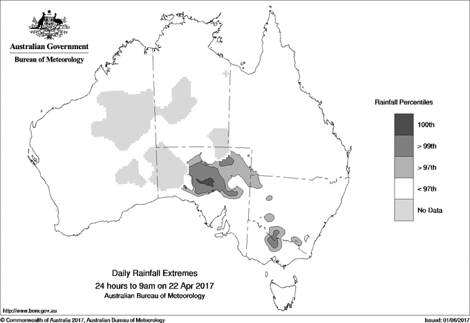 Australian daily rainfall extreme area maps