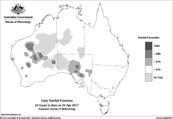 Australian daily rainfall extreme area maps