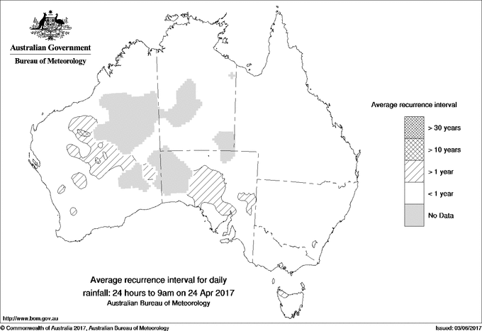 Australian daily rainfall average recurrence interval maps
