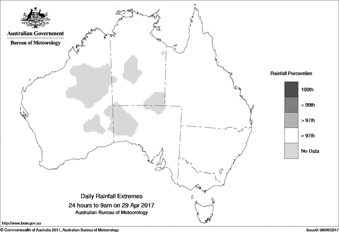 Australian daily rainfall extreme area maps