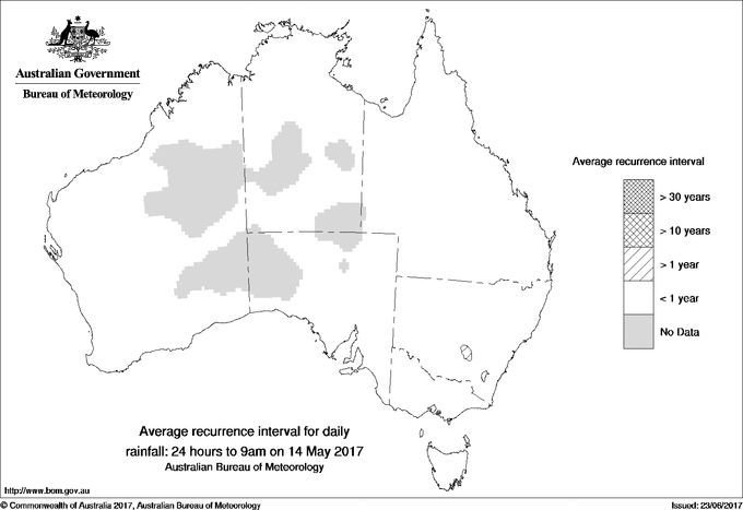 Australian daily rainfall average recurrence interval maps