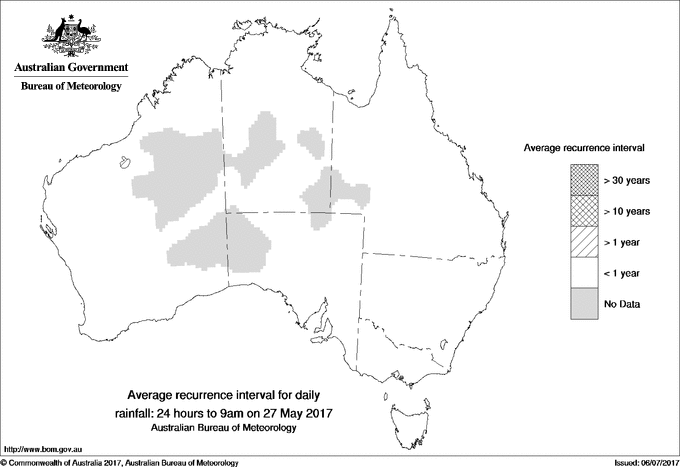 Australian daily rainfall average recurrence interval maps