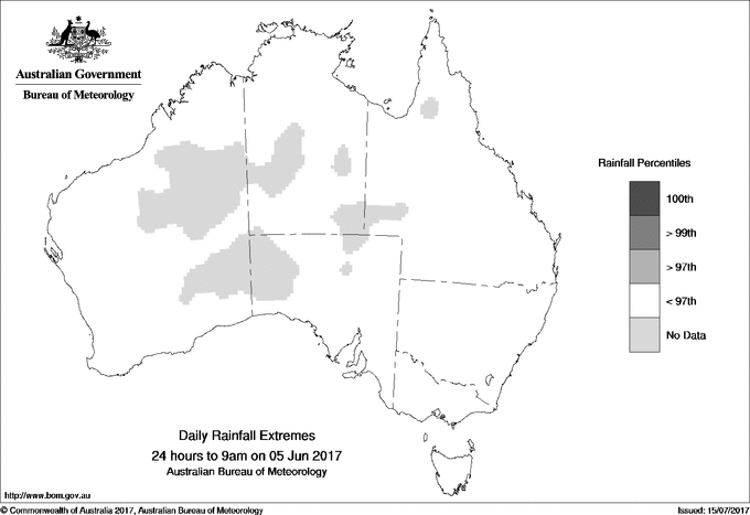 Australian daily rainfall extreme area maps
