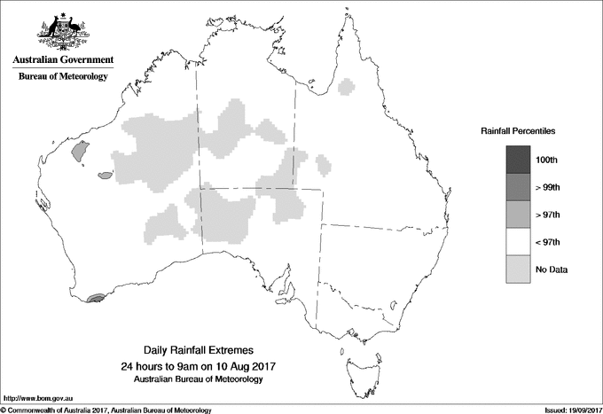 Australian daily rainfall extreme area maps