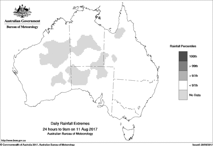 Australian daily rainfall extreme area maps