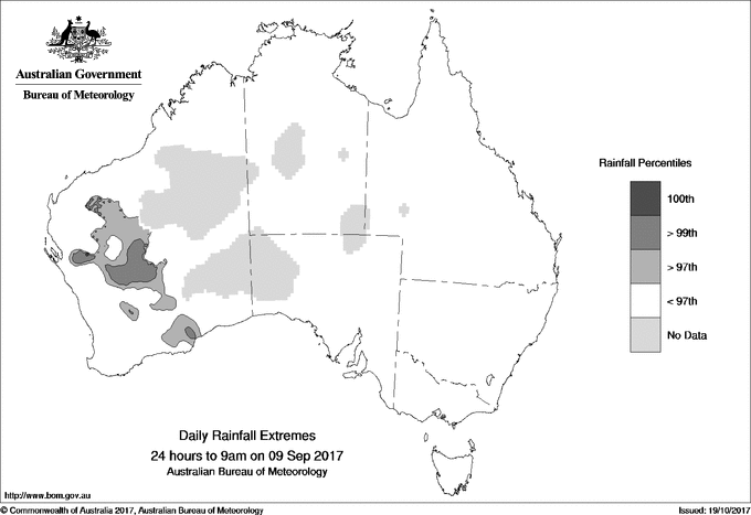 Australian daily rainfall extreme area maps