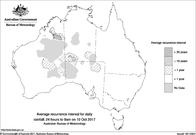 Australian daily rainfall average recurrence interval maps