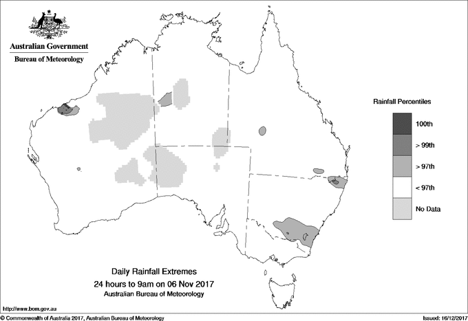 Australian daily rainfall extreme area maps