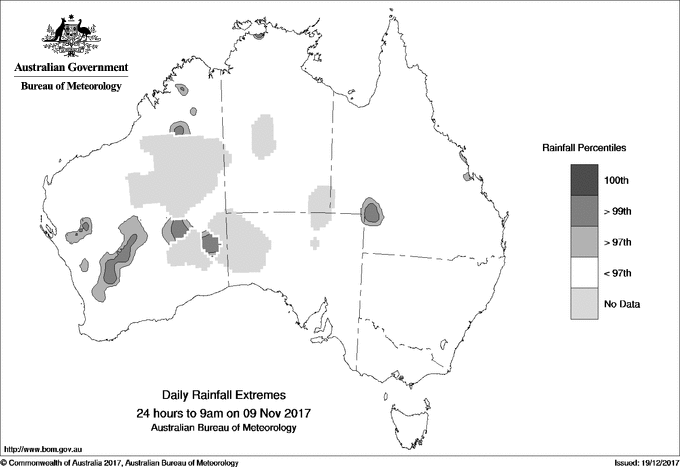Australian daily rainfall extreme area maps