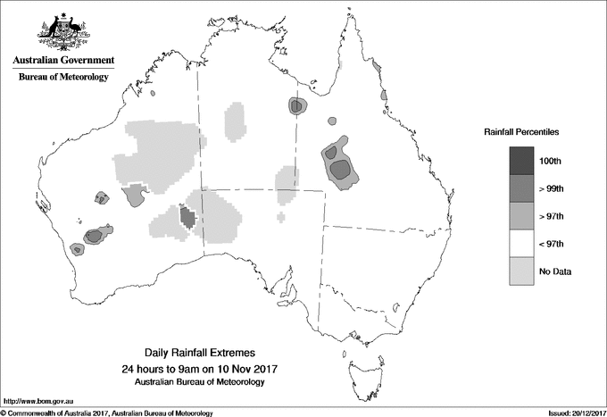 Australian daily rainfall extreme area maps