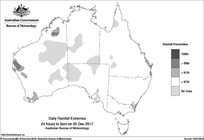 Australian daily rainfall extreme area maps