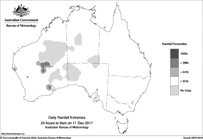 Australian daily rainfall extreme area maps