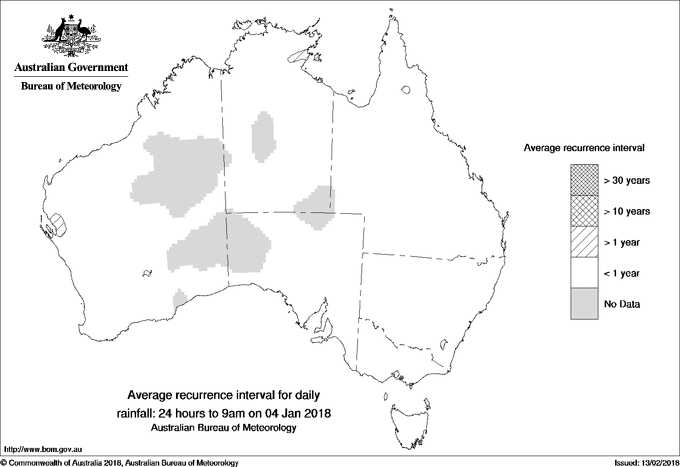 Australian daily rainfall average recurrence interval maps