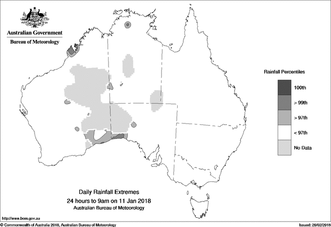 Australian daily rainfall extreme area maps