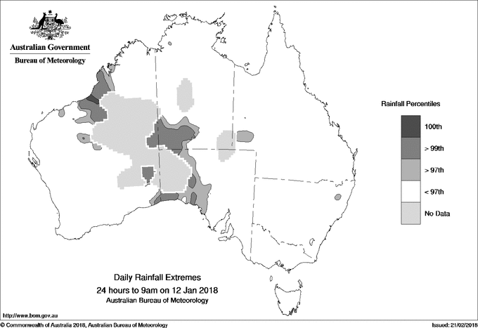Australian daily rainfall extreme area maps