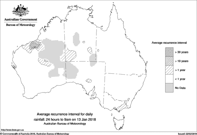 Australian daily rainfall average recurrence interval maps