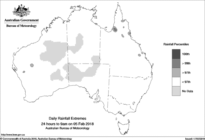 Australian daily rainfall extreme area maps