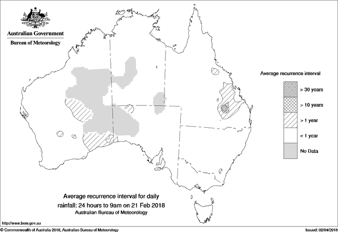 Australian daily rainfall average recurrence interval maps