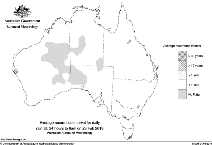 Australian daily rainfall average recurrence interval maps