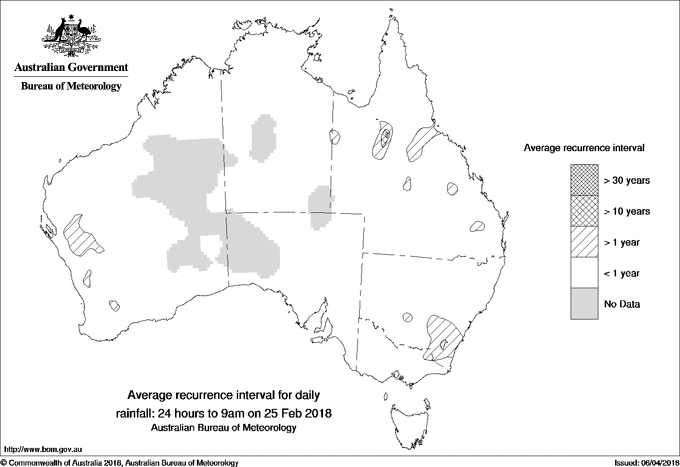 Australian daily rainfall average recurrence interval maps