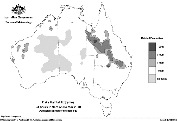 Australian daily rainfall extreme area maps