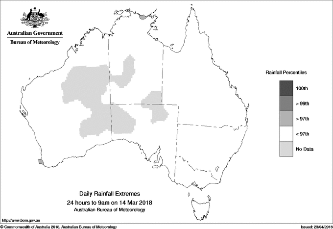 Australian daily rainfall extreme area maps